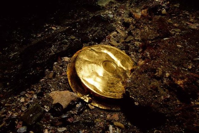 gold vessel shallow dish