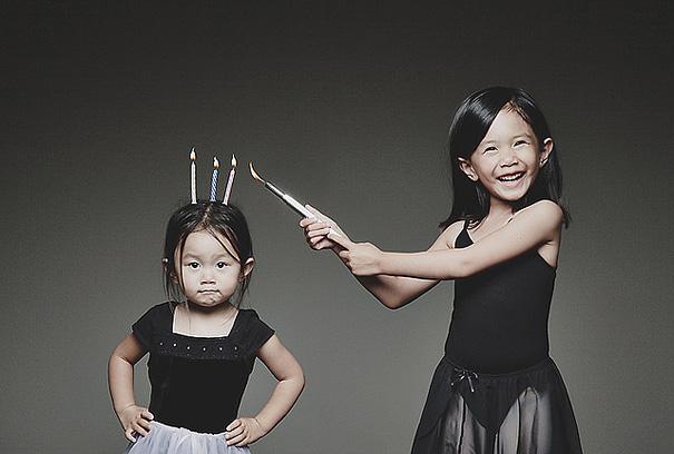 dad takes fun pictures of daughters