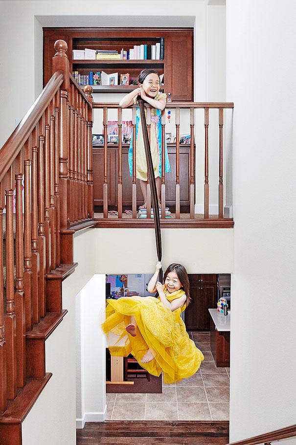 dad takes fun pictures of daughters