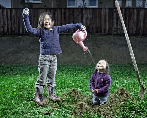 dad takes fun pictures of daughters