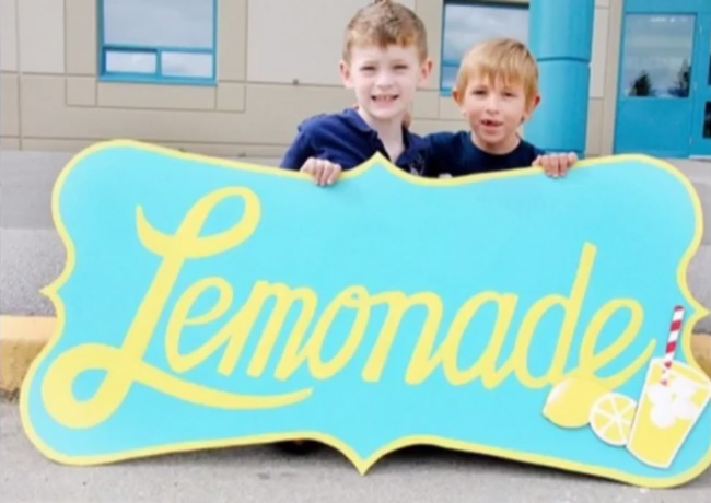 boy raises money lemonade