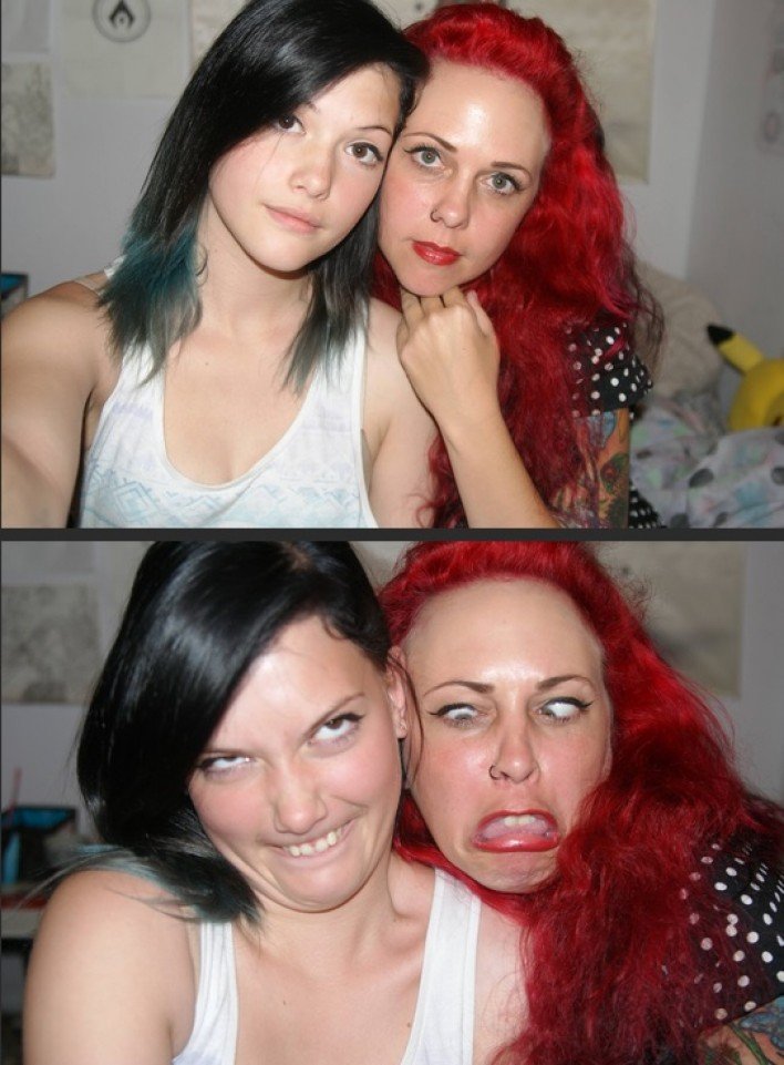 beautiful girls making ugly faces