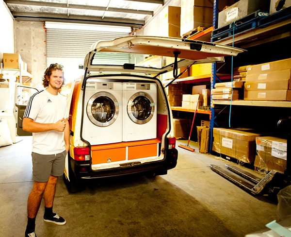 free laundry for homeless from van