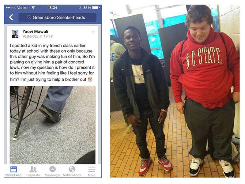 kid gives bullied student new shoes