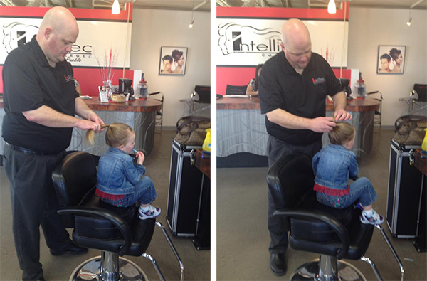 single dad takes hair lessons for daughter