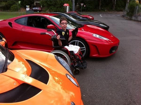exotic car owners make boy with disability dream come true