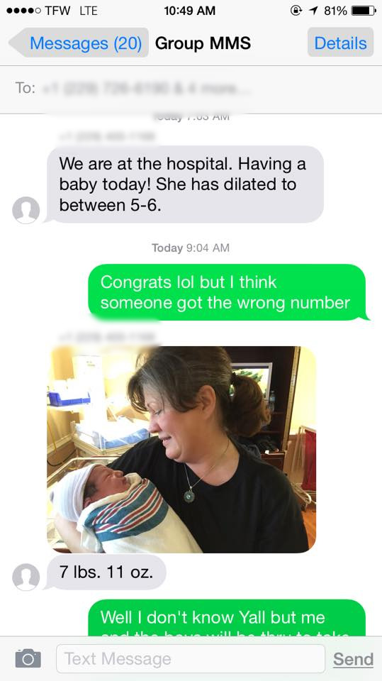 strangers wrong text show up to hospital