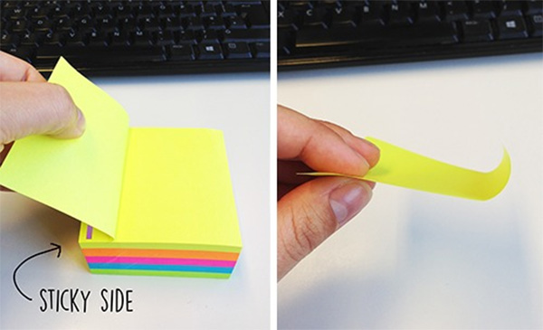 correct way to pull off a post-it note