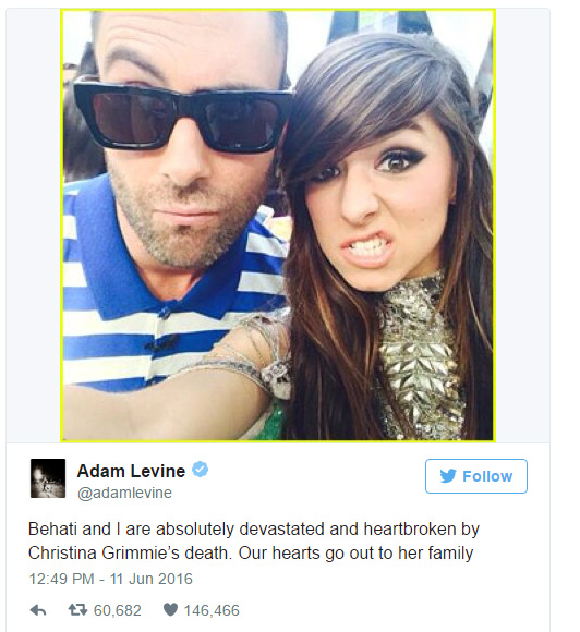 adam levine paying for christina grimmie funeral