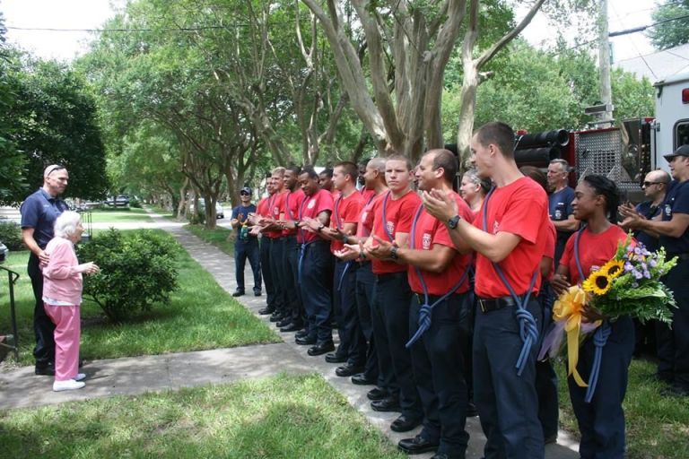 firefighters line up for widow