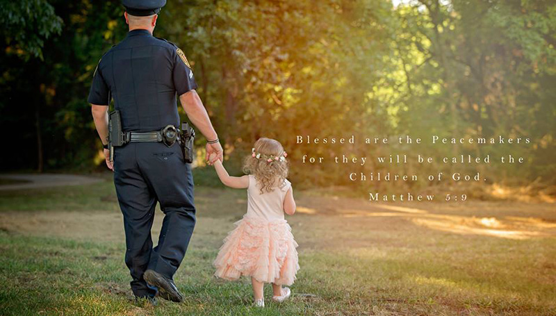 tea party with cop little girl
