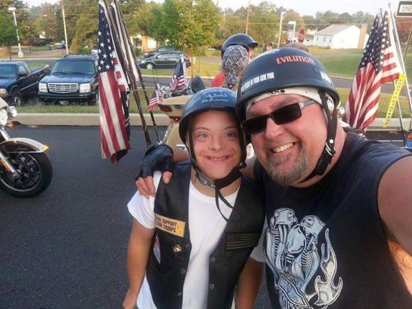 bikers escort boy with Down Syndrome to school