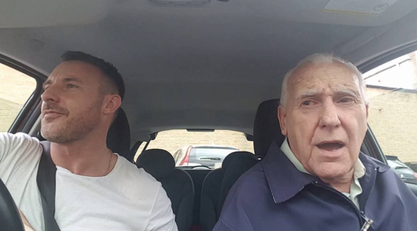 dad with alzheimers sings in car with son