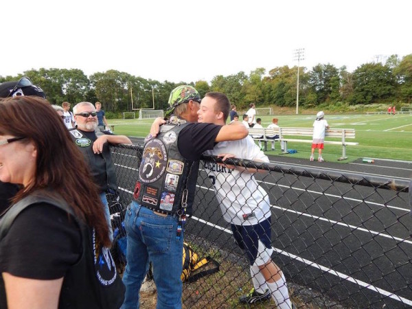 bikers escort boy with Down Syndrome to school