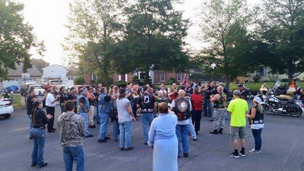 bikers escort boy with Down Syndrome to school