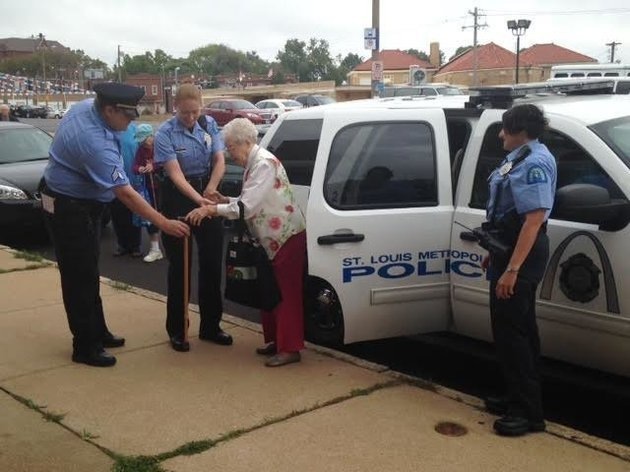 102 year old woman asks to be handcuffed