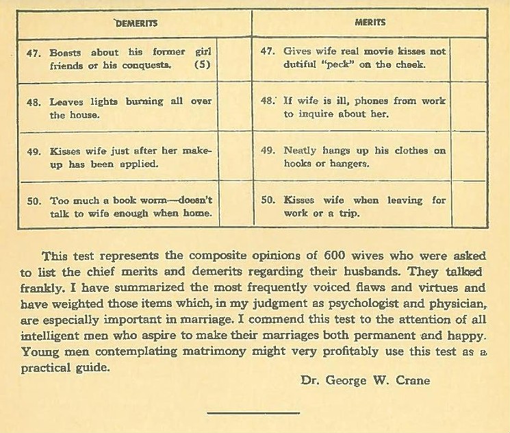 husband rating chart 1930s