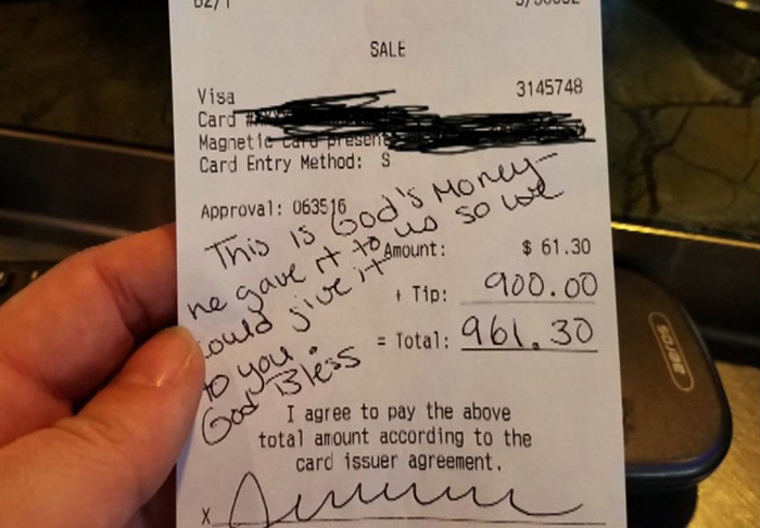 waitress 900 tip good news