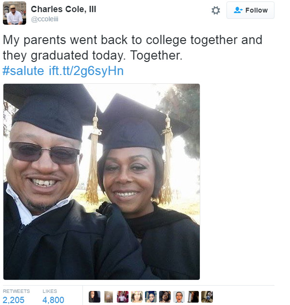 on proud of parents graduating college together