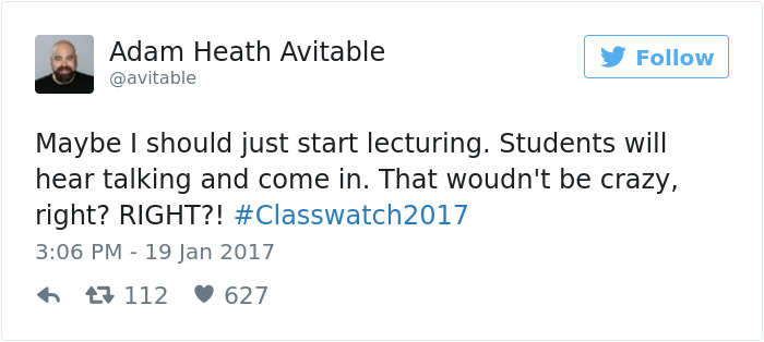 professor tweets no students show to class