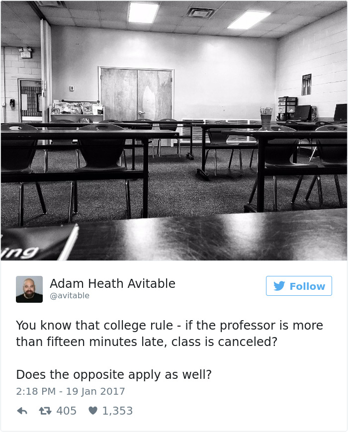 professor tweets no students show to class