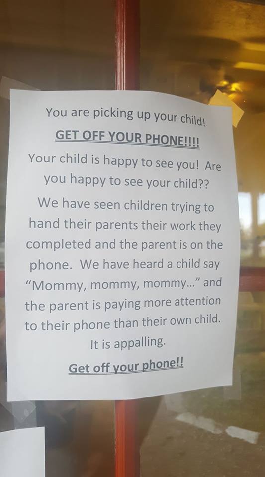 get off your phone daycare message to parents