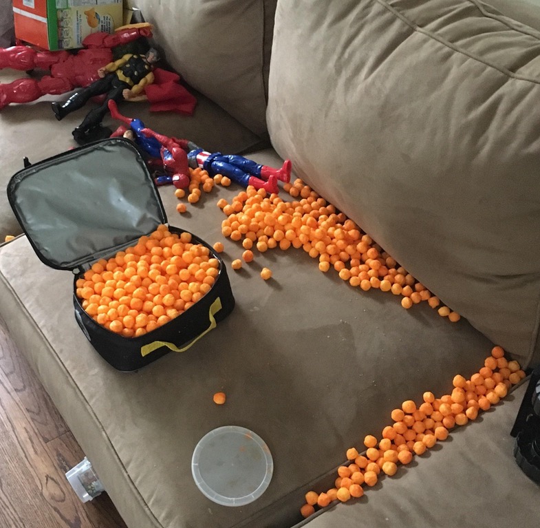 dad let 3 year old pack his own lunch funny cheese balls