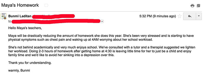 mom viral no homework email