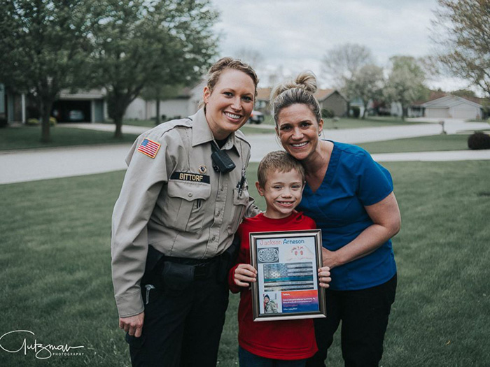 police officer good news kidney donation little boy