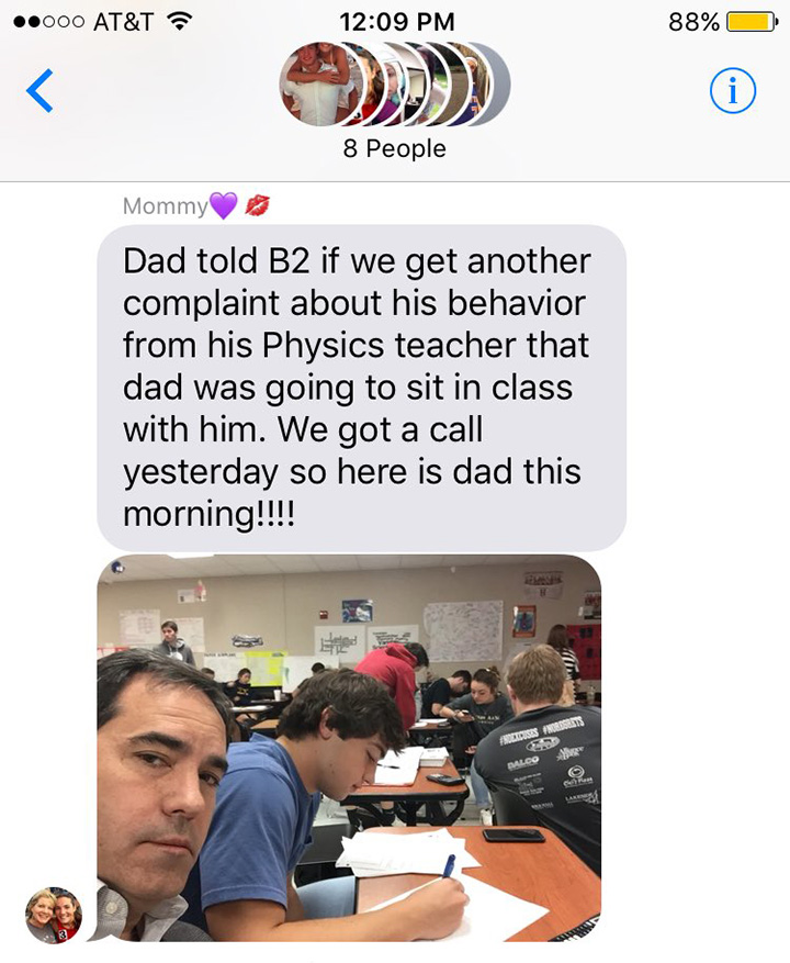 dad joins son in class funny