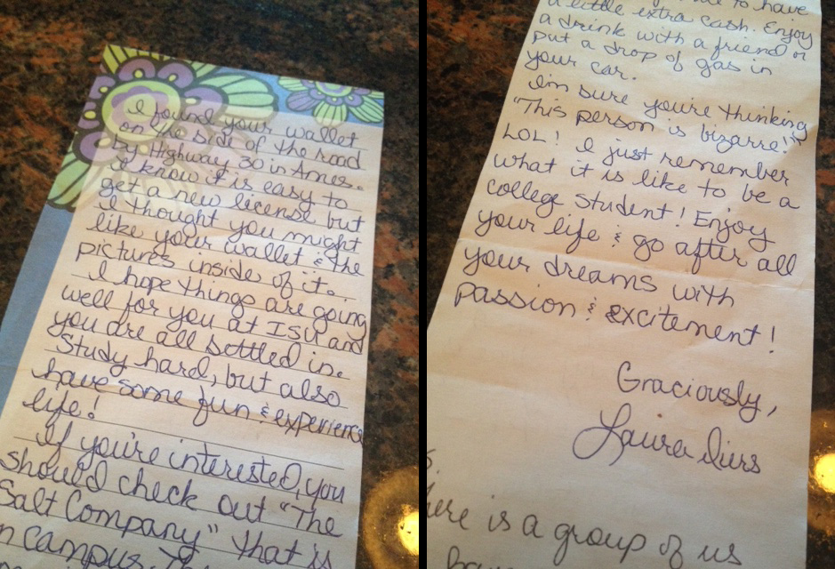 note returned in lost wallet