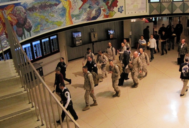 marines saluted at airport