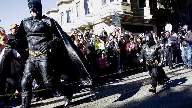 cheering on batkid in san francisco