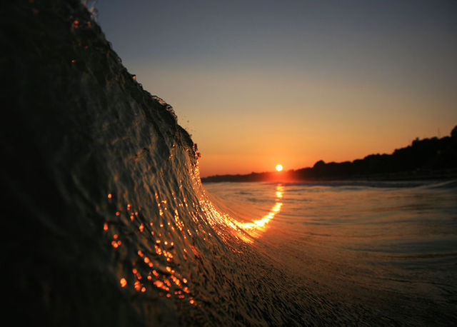 sunset on wave