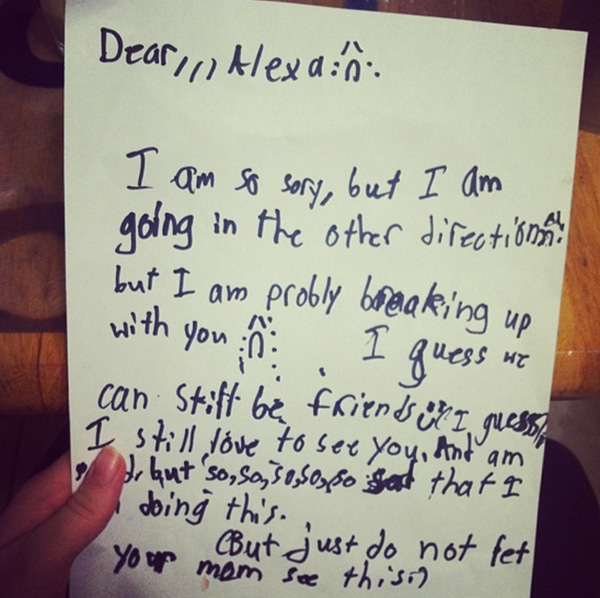 kid break up letters funny