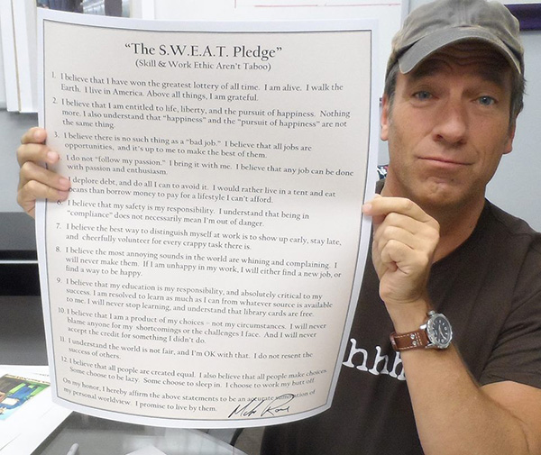  Mike Rowe SWEAT pledge