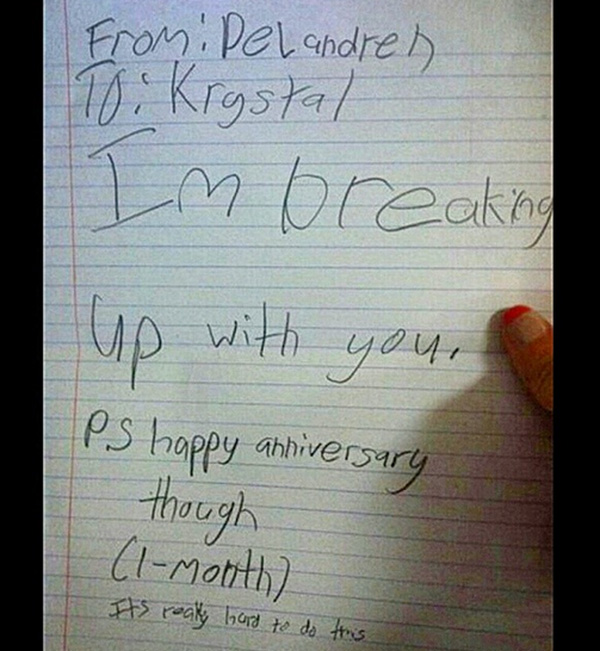 kid break up letters funny