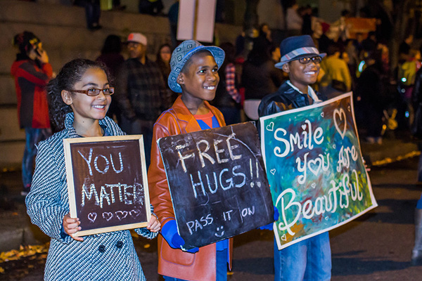 Ferguson protester hugs cop