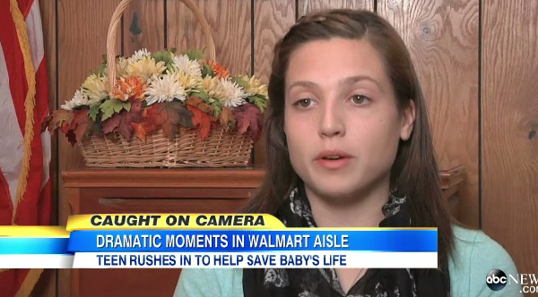 teen saves baby with CPR Walmart