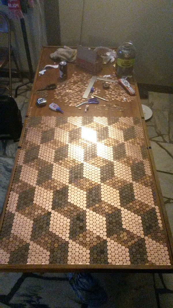 He Used Over 5,000 Pennies To Make This Unique Tabletop