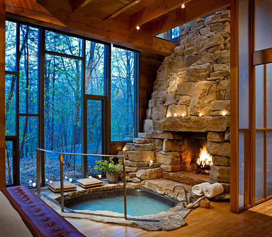 hot tub fireplace