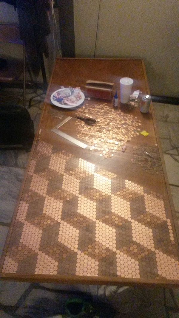 He Used Over 5,000 Pennies To Make This Unique Tabletop
