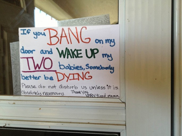 funny doorbell signs from moms