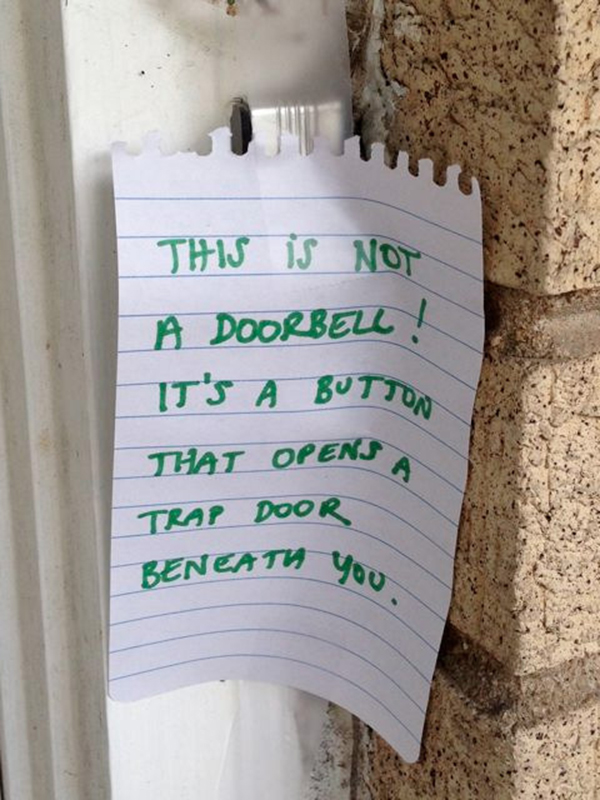 funny doorbell signs from moms