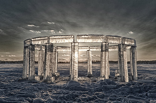 icehenge frozen on lake