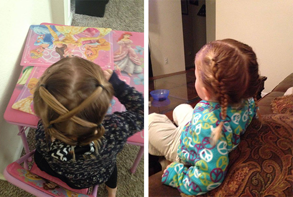 single dad takes hair lessons for daughter