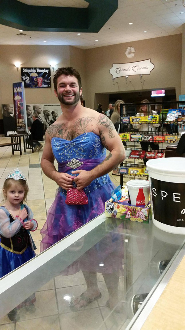 uncle wears dress to movies