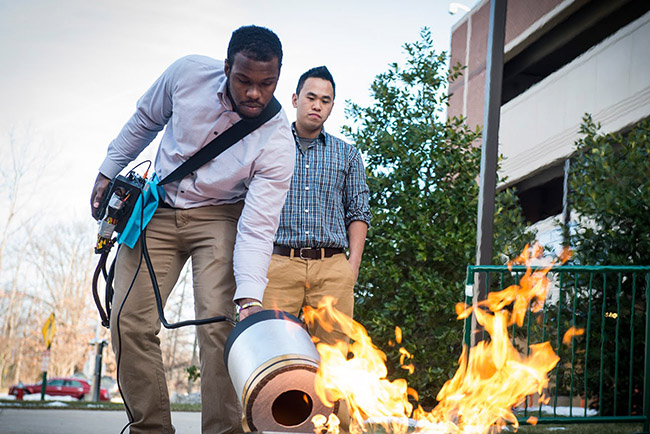 students use sound put out fire news