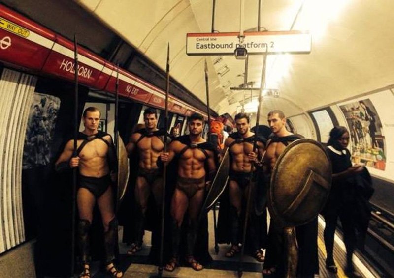 Guys Dressed As Spartan Soldiers From The Movie '300' Surprise London