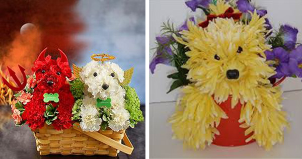 dog flower arrangement